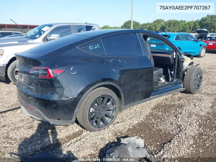 2023 Tesla Model Y Awd/Long Range Dual Motor All-Wheel Drive VIN: 7SAYGAEE2PF707267 Lot: 39819546