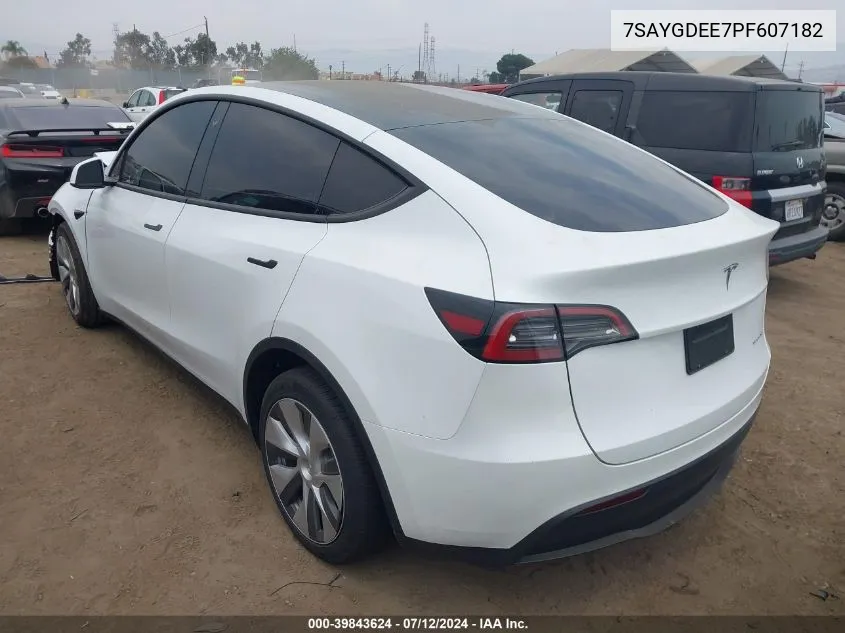 2023 Tesla Model Y Awd/Long Range Dual Motor All-Wheel Drive VIN: 7SAYGDEE7PF607182 Lot: 39843624