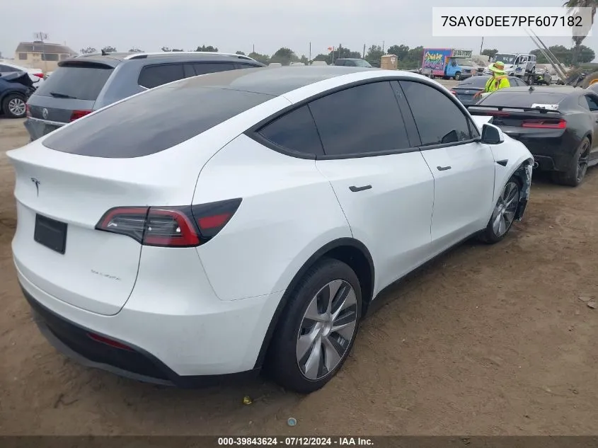 2023 Tesla Model Y Awd/Long Range Dual Motor All-Wheel Drive VIN: 7SAYGDEE7PF607182 Lot: 39843624