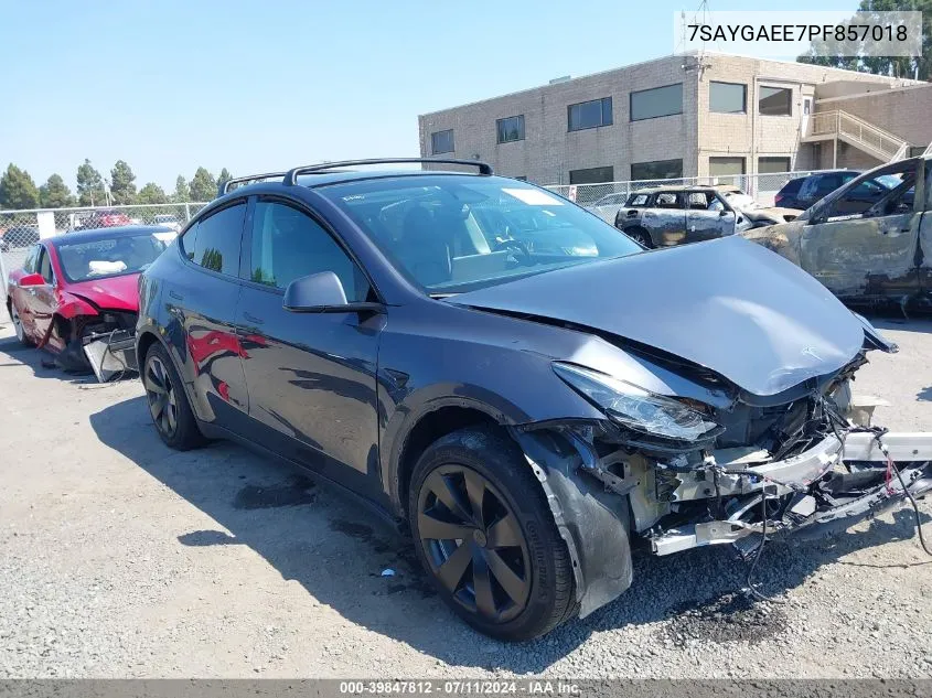 2023 Tesla Model Y VIN: 7SAYGAEE7PF857018 Lot: 39847812