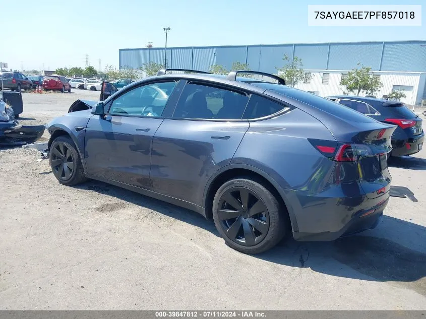 2023 Tesla Model Y VIN: 7SAYGAEE7PF857018 Lot: 39847812