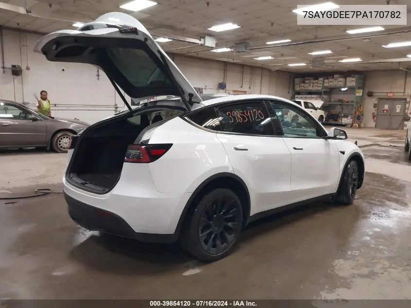 2023 Tesla Model Y Awd/Long Range Dual Motor All-Wheel Drive VIN: 7SAYGDEE7PA170782 Lot: 39854120