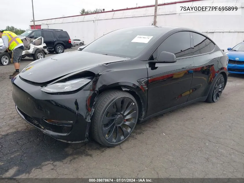 2023 Tesla Model Y Awd/Performance Dual Motor All-Wheel Drive VIN: 7SAYGDEF7PF695899 Lot: 39878674