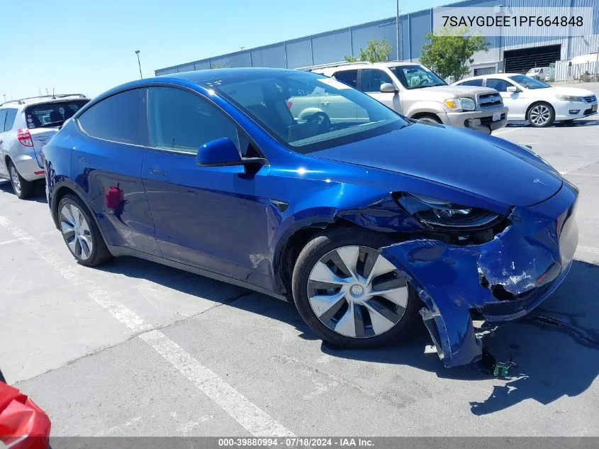 2023 Tesla Model Y Awd/Long Range Dual Motor All-Wheel Drive VIN: 7SAYGDEE1PF664848 Lot: 39880994