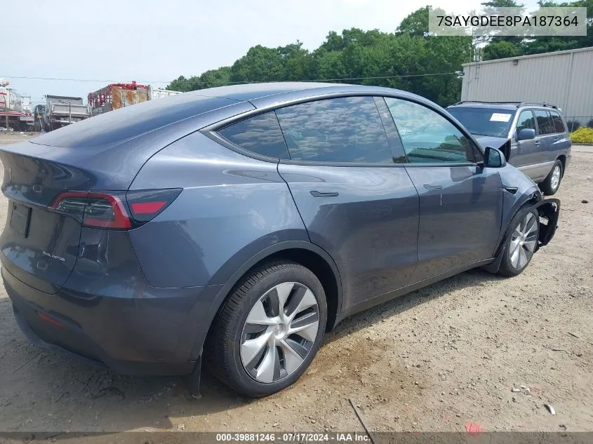 2023 Tesla Model Y Awd/Long Range Dual Motor All-Wheel Drive VIN: 7SAYGDEE8PA187364 Lot: 39881246