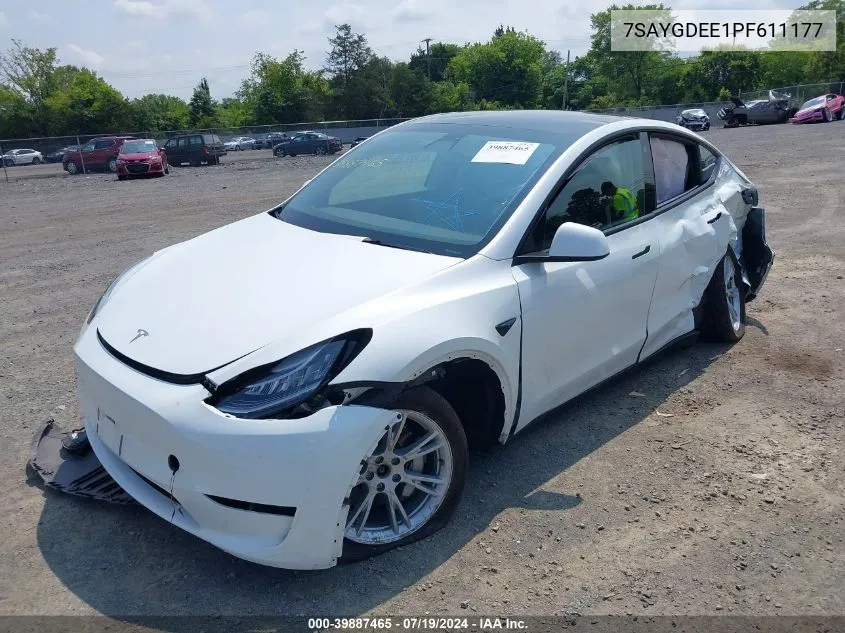 7SAYGDEE1PF611177 2023 Tesla Model Y Awd/Long Range Dual Motor All-Wheel Drive