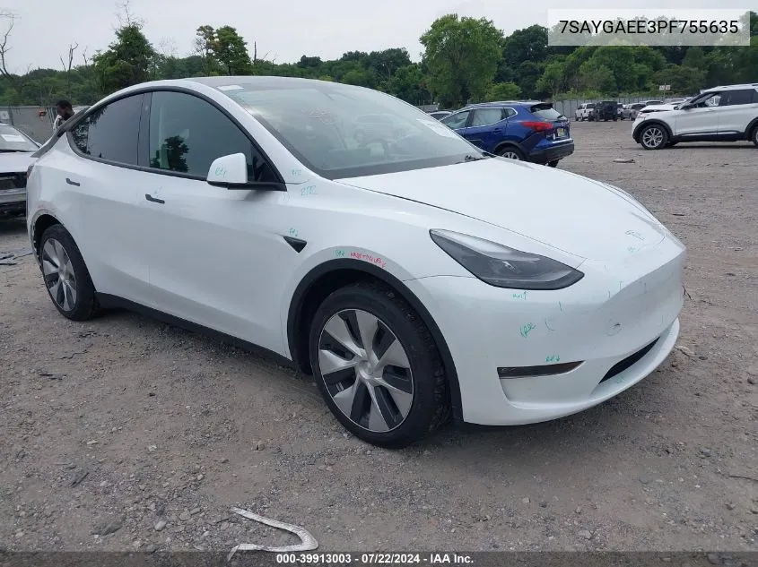 2023 Tesla Model Y Awd/Long Range Dual Motor All-Wheel Drive VIN: 7SAYGAEE3PF755635 Lot: 39913003