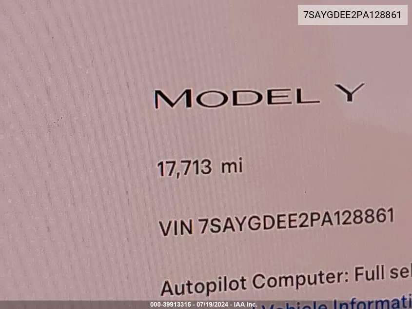 7SAYGDEE2PA128861 2023 Tesla Model Y