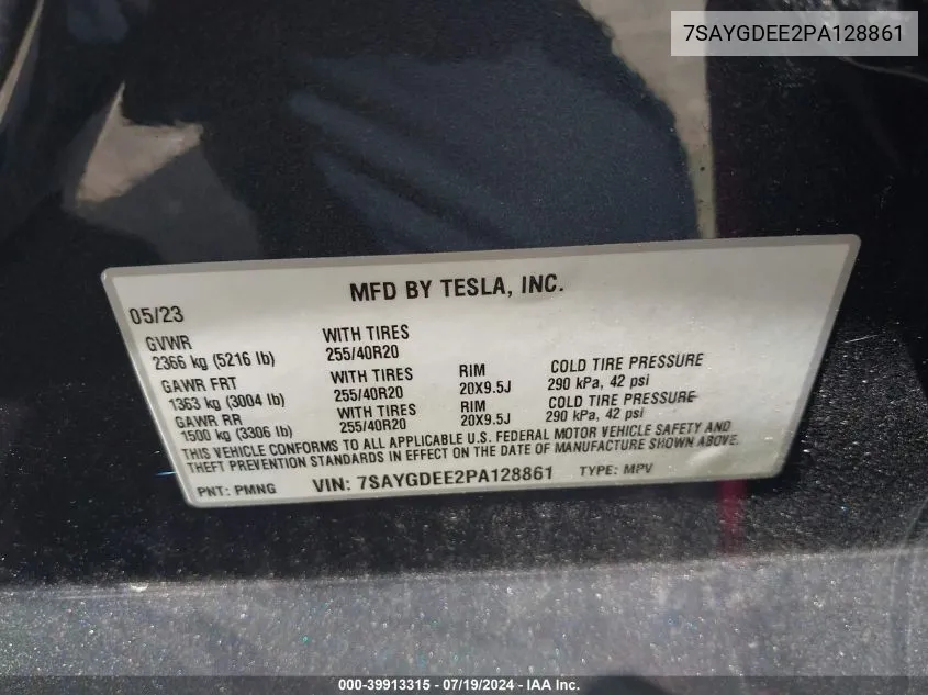 7SAYGDEE2PA128861 2023 Tesla Model Y