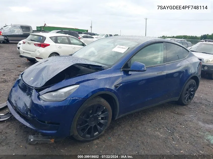 7SAYGDEE4PF748114 2023 Tesla Model Y Awd/Long Range Dual Motor All-Wheel Drive