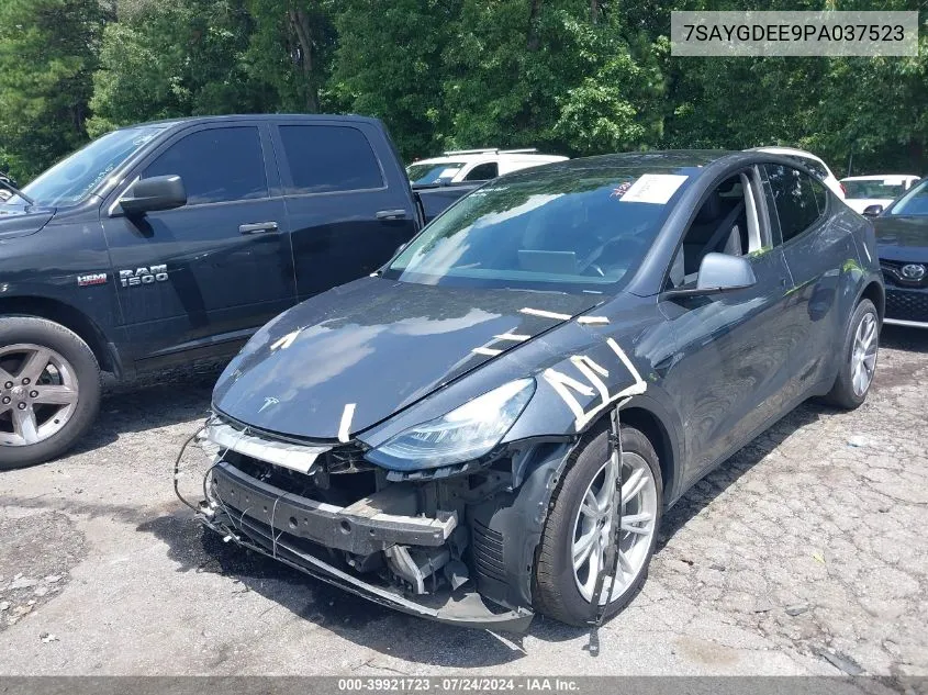 2023 Tesla Model Y Awd/Long Range Dual Motor All-Wheel Drive VIN: 7SAYGDEE9PA037523 Lot: 39921723