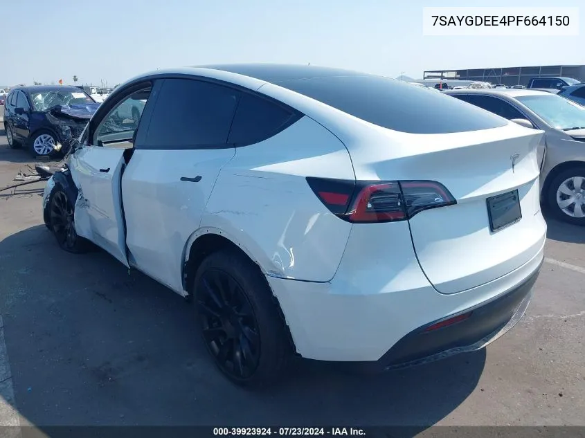 2023 Tesla Model Y Awd/Long Range Dual Motor All-Wheel Drive VIN: 7SAYGDEE4PF664150 Lot: 39923924