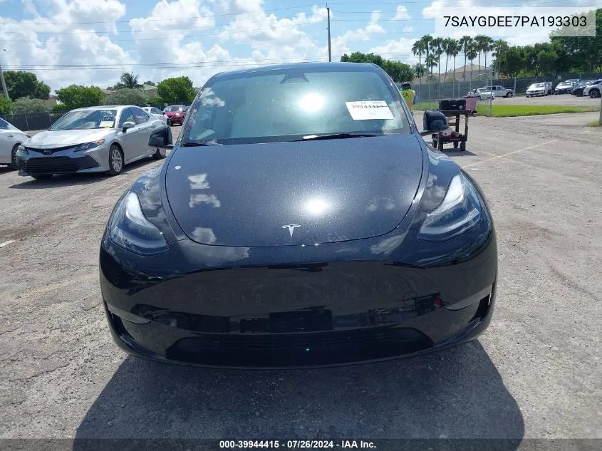 2023 Tesla Model Y VIN: 7SAYGDEE7PA193303 Lot: 39944415