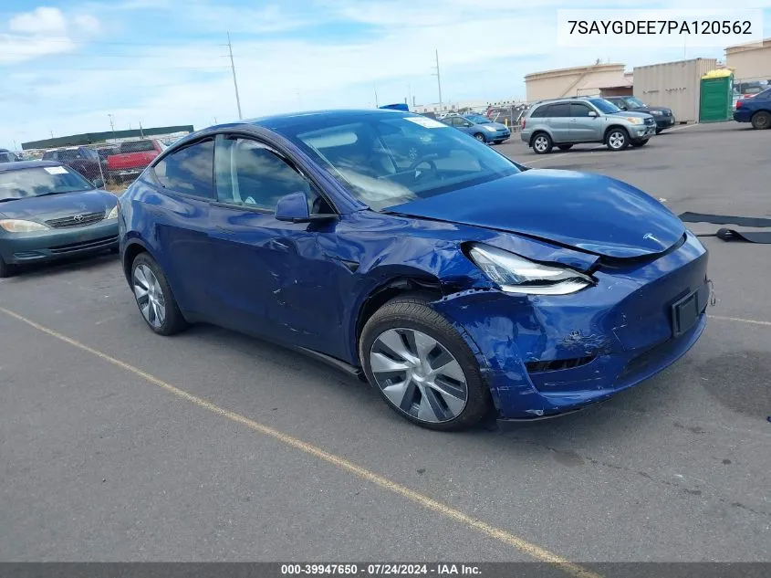 2023 Tesla Model Y Awd/Long Range Dual Motor All-Wheel Drive VIN: 7SAYGDEE7PA120562 Lot: 39947650