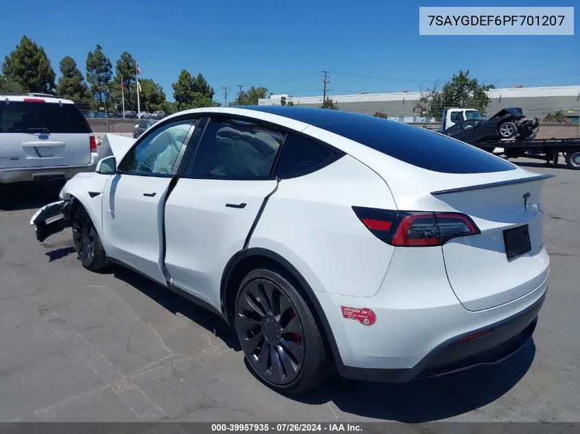 7SAYGDEF6PF701207 2023 Tesla Model Y Awd/Performance Dual Motor All-Wheel Drive