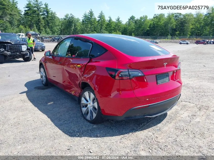 2023 Tesla Model Y Awd/Long Range Dual Motor All-Wheel Drive VIN: 7SAYGDEE6PA025779 Lot: 39962452