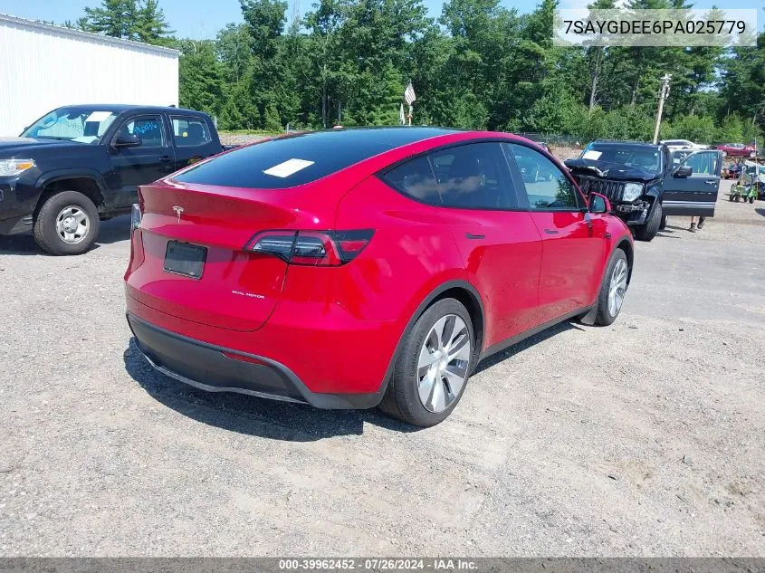 2023 Tesla Model Y Awd/Long Range Dual Motor All-Wheel Drive VIN: 7SAYGDEE6PA025779 Lot: 39962452