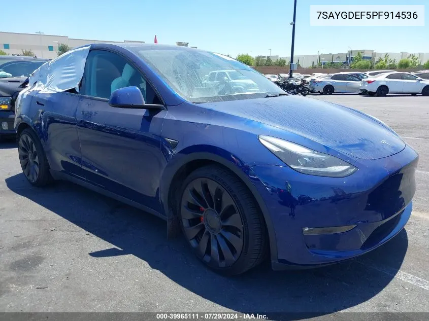 7SAYGDEF5PF914536 2023 Tesla Model Y Awd/Performance Dual Motor All-Wheel Drive