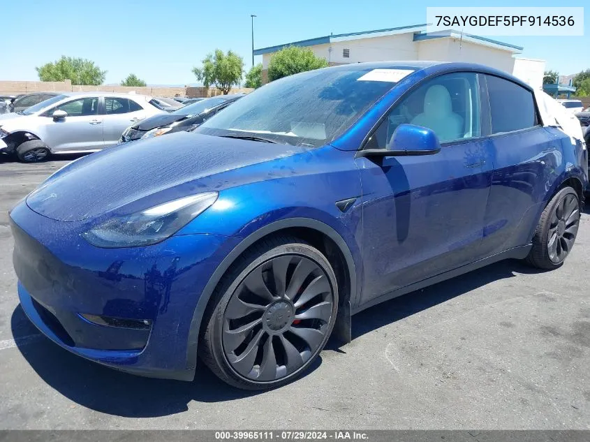 7SAYGDEF5PF914536 2023 Tesla Model Y Awd/Performance Dual Motor All-Wheel Drive