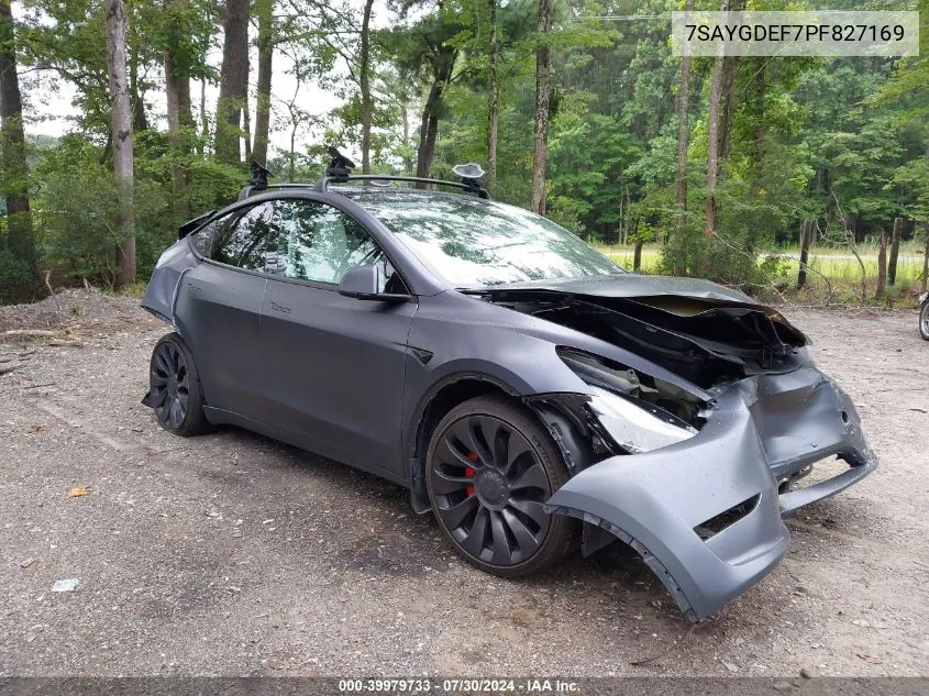 2023 Tesla Model Y Awd/Performance Dual Motor All-Wheel Drive VIN: 7SAYGDEF7PF827169 Lot: 39979733