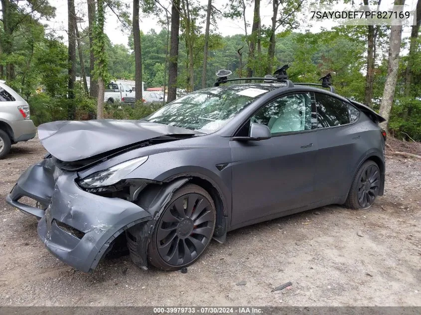 2023 Tesla Model Y Awd/Performance Dual Motor All-Wheel Drive VIN: 7SAYGDEF7PF827169 Lot: 39979733