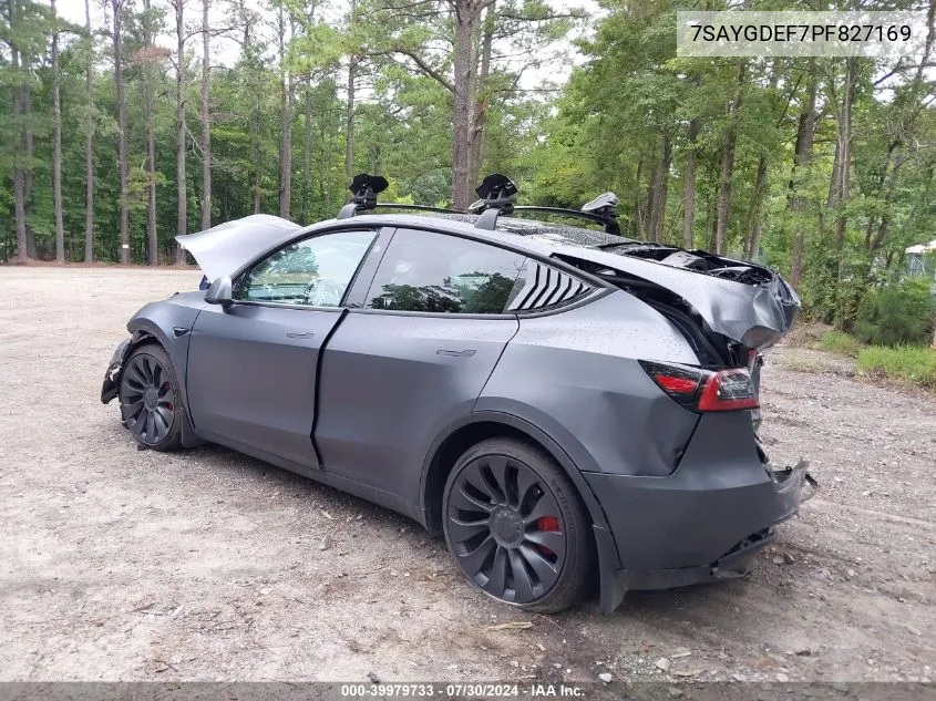 2023 Tesla Model Y Awd/Performance Dual Motor All-Wheel Drive VIN: 7SAYGDEF7PF827169 Lot: 39979733