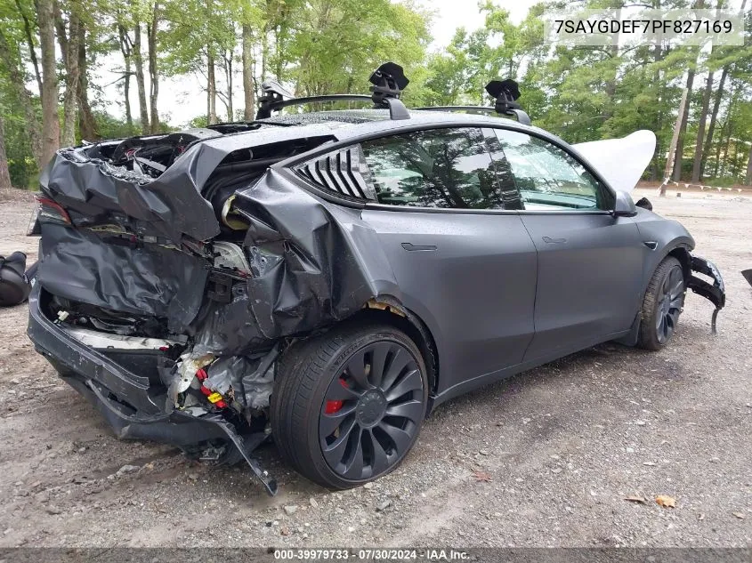 2023 Tesla Model Y Awd/Performance Dual Motor All-Wheel Drive VIN: 7SAYGDEF7PF827169 Lot: 39979733