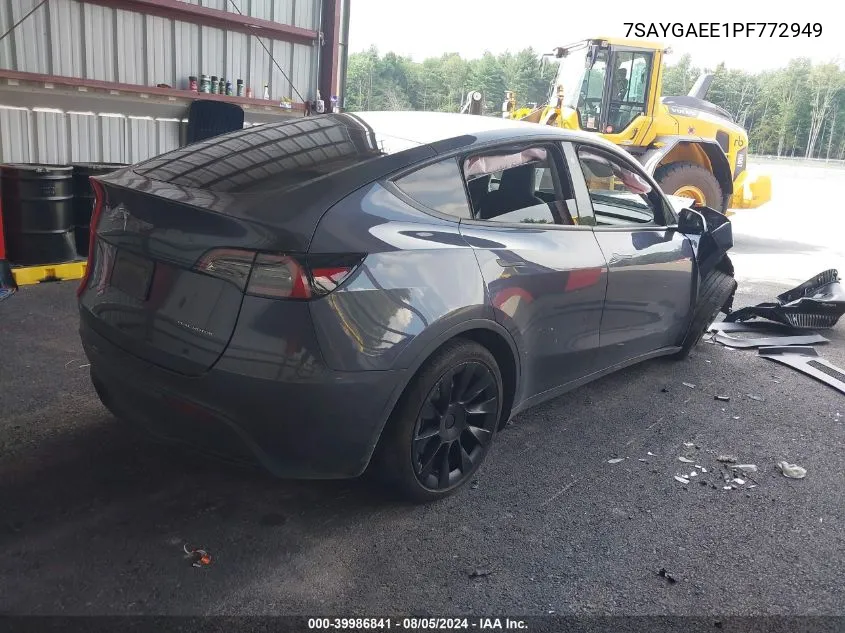 2023 Tesla Model Y Awd/Long Range Dual Motor All-Wheel Drive VIN: 7SAYGAEE1PF772949 Lot: 39986841