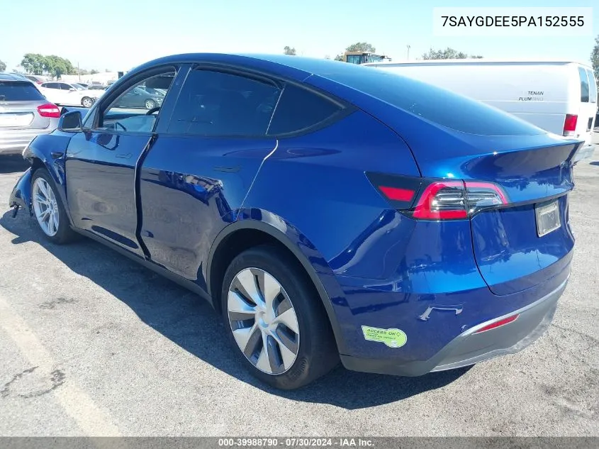 2023 Tesla Model Y Awd/Long Range Dual Motor All-Wheel Drive VIN: 7SAYGDEE5PA152555 Lot: 39988790