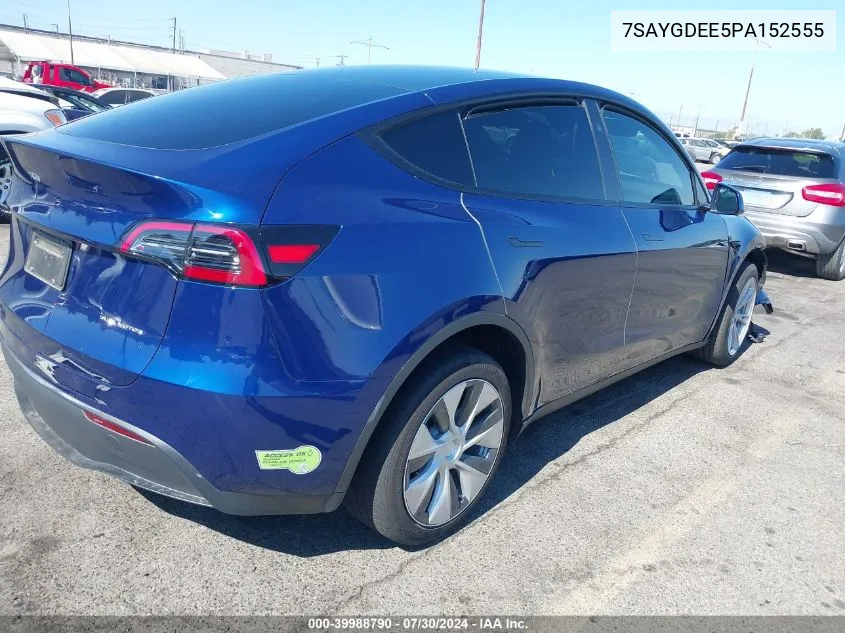 2023 Tesla Model Y Awd/Long Range Dual Motor All-Wheel Drive VIN: 7SAYGDEE5PA152555 Lot: 39988790