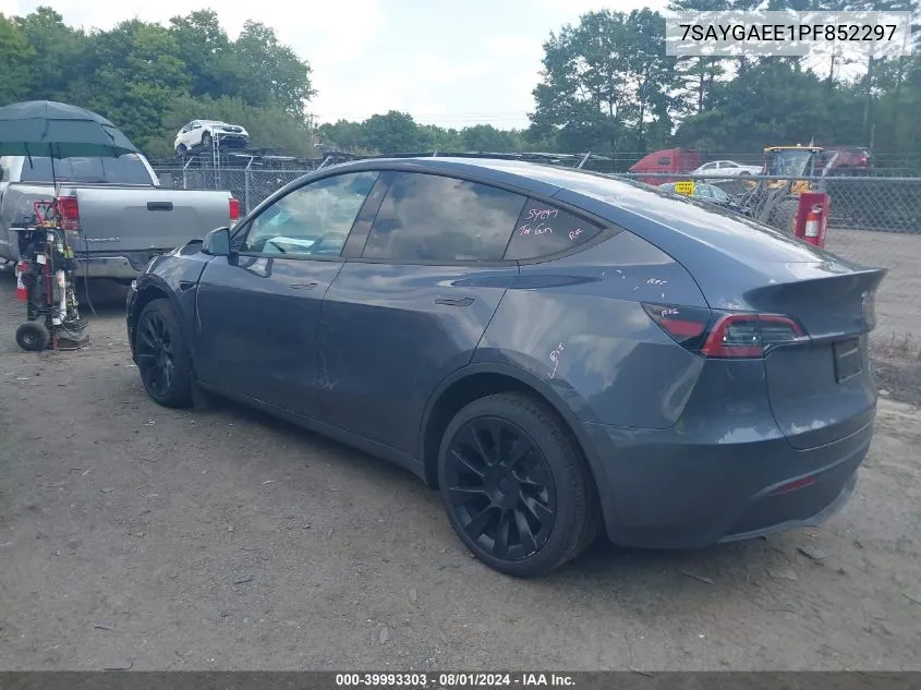 2023 Tesla Model Y Awd/Long Range Dual Motor All-Wheel Drive VIN: 7SAYGAEE1PF852297 Lot: 39993303