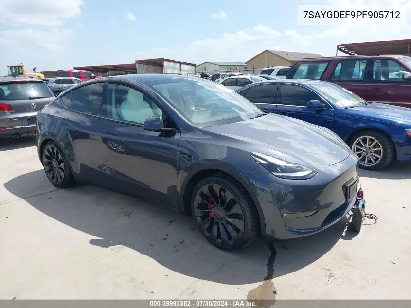 2023 Tesla Model Y Awd/Performance Dual Motor All-Wheel Drive VIN: 7SAYGDEF9PF905712 Lot: 39993352