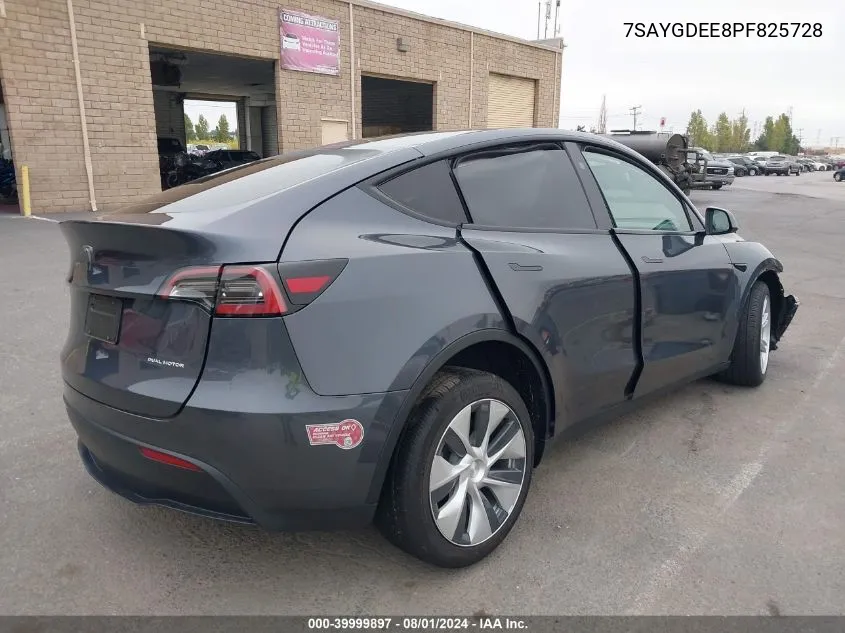 2023 Tesla Model Y Awd/Long Range Dual Motor All-Wheel Drive VIN: 7SAYGDEE8PF825728 Lot: 39999897