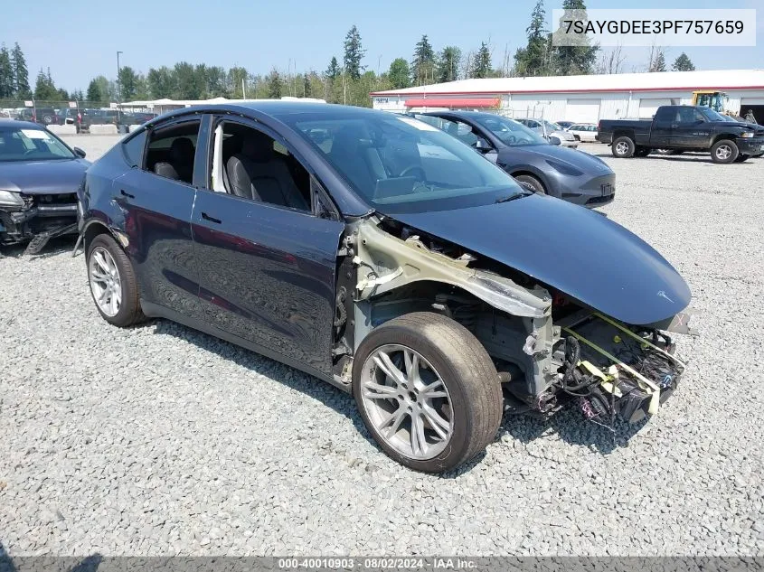 2023 Tesla Model Y Awd/Long Range Dual Motor All-Wheel Drive VIN: 7SAYGDEE3PF757659 Lot: 40010903