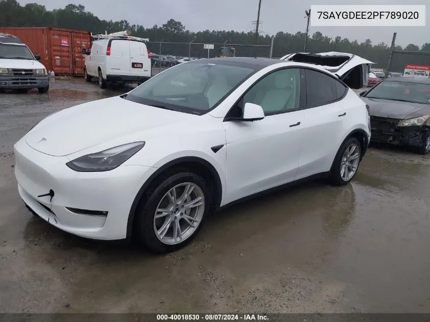 7SAYGDEE2PF789020 2023 Tesla Model Y Awd/Long Range Dual Motor All-Wheel Drive