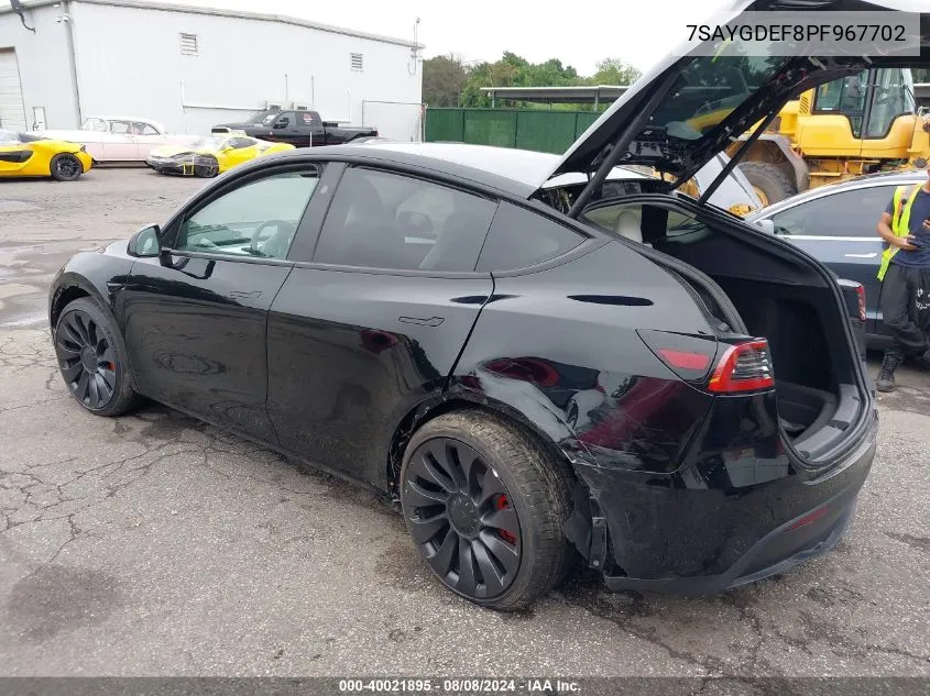 2023 Tesla Model Y VIN: 7SAYGDEF8PF967702 Lot: 40021895