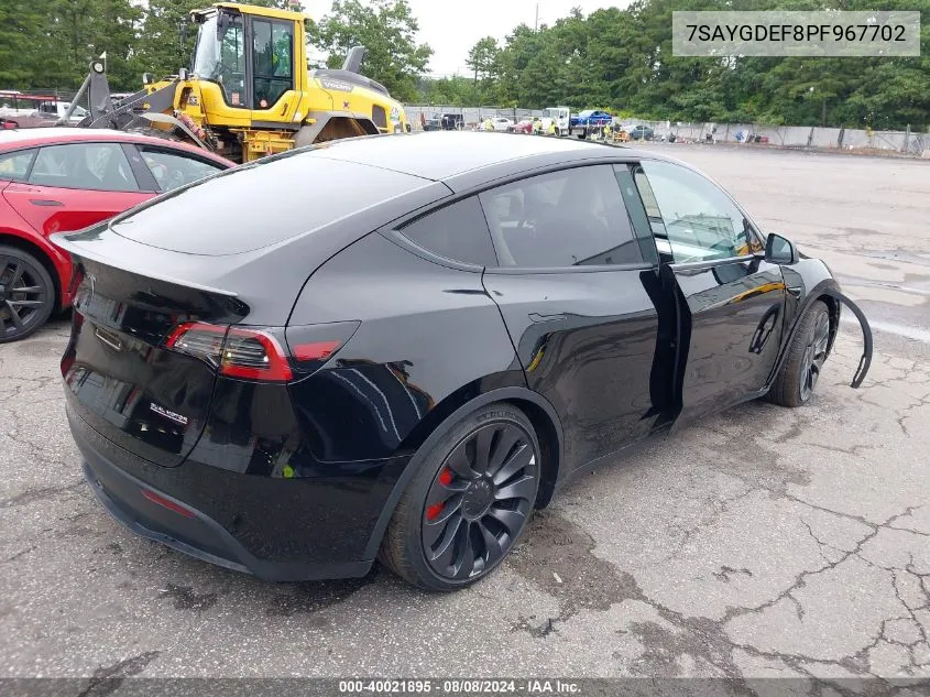 2023 Tesla Model Y VIN: 7SAYGDEF8PF967702 Lot: 40021895