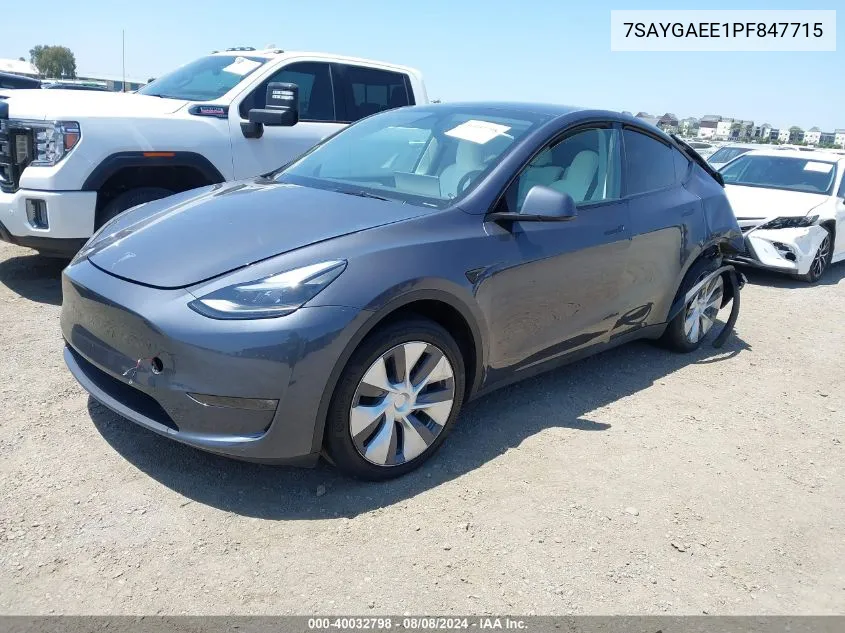 2023 Tesla Model Y Awd/Long Range Dual Motor All-Wheel Drive VIN: 7SAYGAEE1PF847715 Lot: 40032798