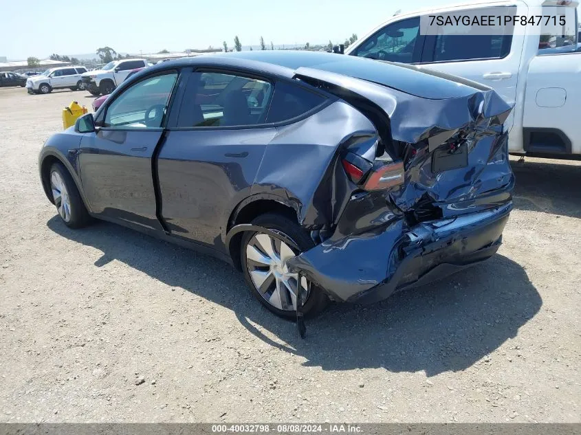 2023 Tesla Model Y Awd/Long Range Dual Motor All-Wheel Drive VIN: 7SAYGAEE1PF847715 Lot: 40032798