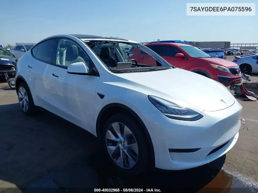 2023 Tesla Model Y VIN: 7SAYGDEE6PA075596 Lot: 40032968