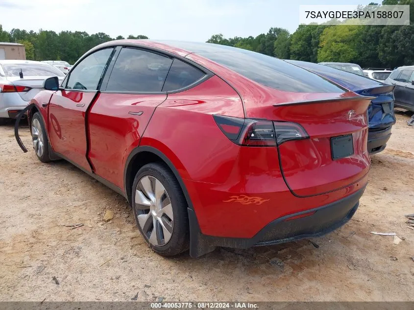 2023 Tesla Model Y Awd/Long Range Dual Motor All-Wheel Drive VIN: 7SAYGDEE3PA158807 Lot: 40053775