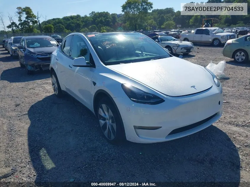 2023 Tesla Model Y Awd/Long Range Dual Motor All-Wheel Drive VIN: 7SAYGDEE2PF704533 Lot: 40059947