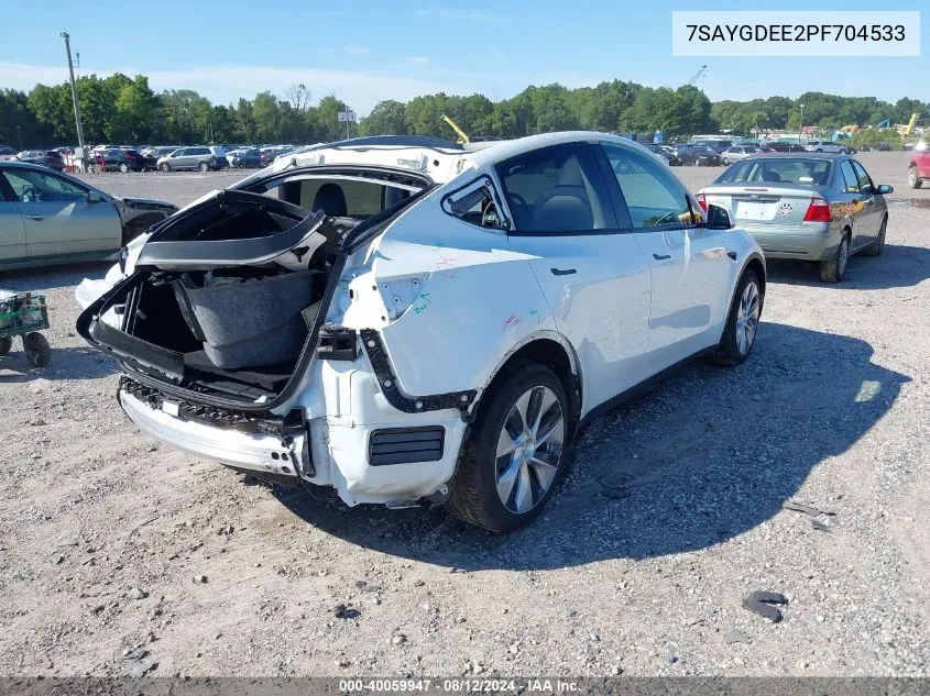 2023 Tesla Model Y Awd/Long Range Dual Motor All-Wheel Drive VIN: 7SAYGDEE2PF704533 Lot: 40059947