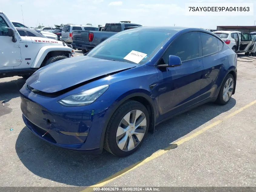 2023 Tesla Model Y VIN: 7SAYGDEE9PA041863 Lot: 40062679