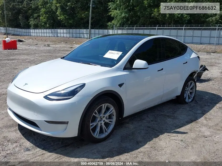 2023 Tesla Model Y Awd/Long Range Dual Motor All-Wheel Drive VIN: 7SAYGDEE0PF686632 Lot: 40062759