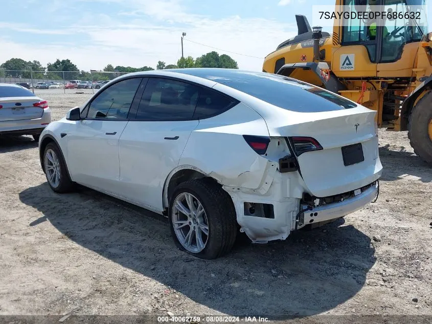 2023 Tesla Model Y Awd/Long Range Dual Motor All-Wheel Drive VIN: 7SAYGDEE0PF686632 Lot: 40062759