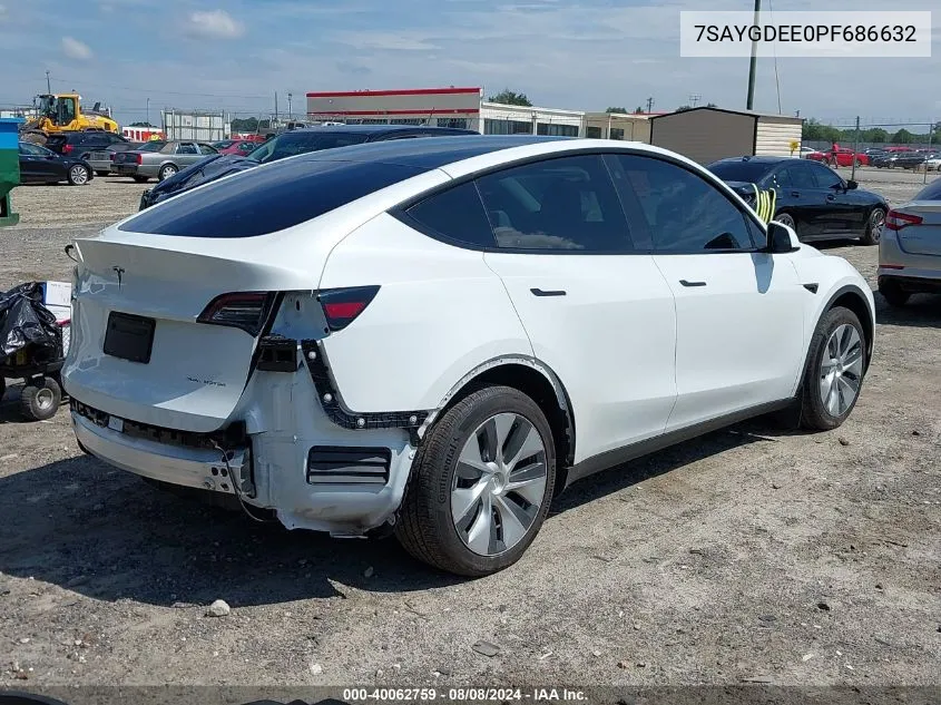 2023 Tesla Model Y Awd/Long Range Dual Motor All-Wheel Drive VIN: 7SAYGDEE0PF686632 Lot: 40062759