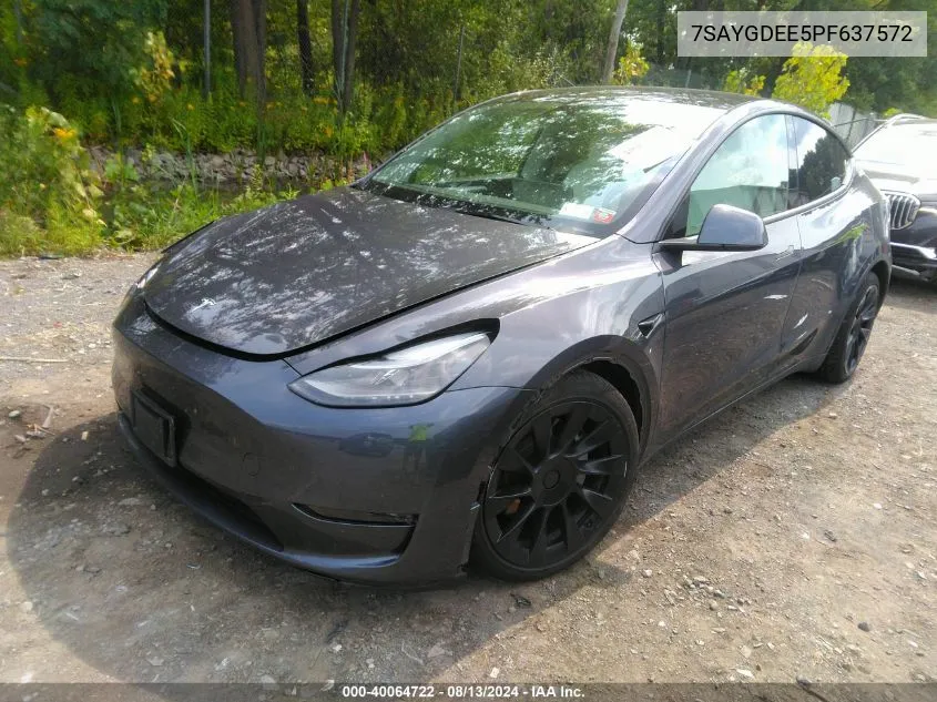 2023 Tesla Model Y Awd/Long Range Dual Motor All-Wheel Drive VIN: 7SAYGDEE5PF637572 Lot: 40064722