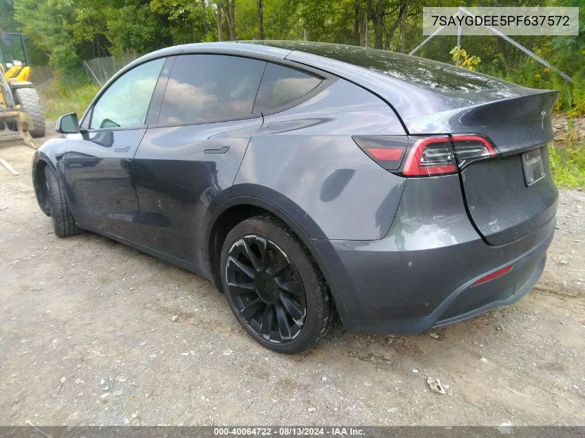 2023 Tesla Model Y Awd/Long Range Dual Motor All-Wheel Drive VIN: 7SAYGDEE5PF637572 Lot: 40064722