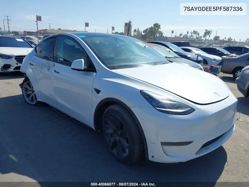 2023 Tesla Model Y Long Range Dual Motor All-Wheel Drive VIN: 7SAYGDEE5PF587336 Lot: 40066077